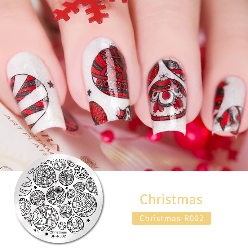 Noël saint valentin Halloween thème ongles estampage plaques timbre plaque modèle Nail Art arbre flocon de neige coeur Image: BP-C-R002