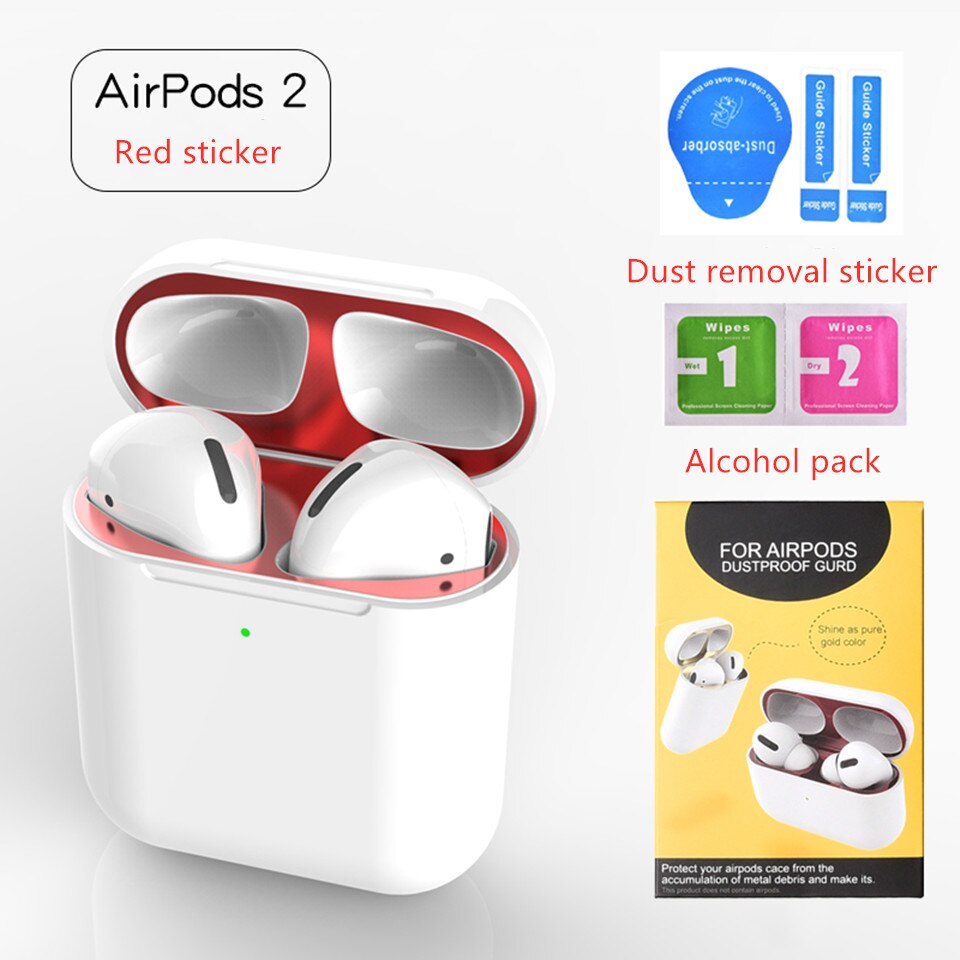 Stickers for Airpods pro 2&amp;1 Case Dust Guard cute Skin Inner Cover Accessories Film for Apple Airpods Pro 2 1 Stickers: Red airpod 2