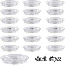 10 pièces 6/8/10 \ '\' fleur Pot Mat jardin plante soucoupe égouttoir rond Pot Base clair Snack conteneur PET Transparent plantes d'intérieur: 6Inch