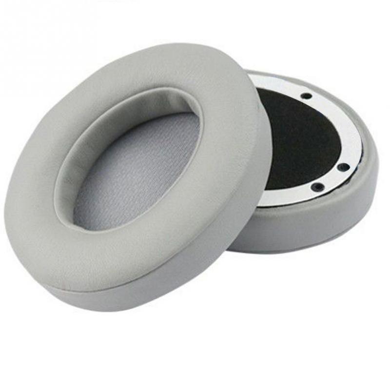 2 st utbytesöronkuddar pu läder öron kudde för beats by dre 2.0 studio trådlös svart vit 95 x 75mm #05: Grå