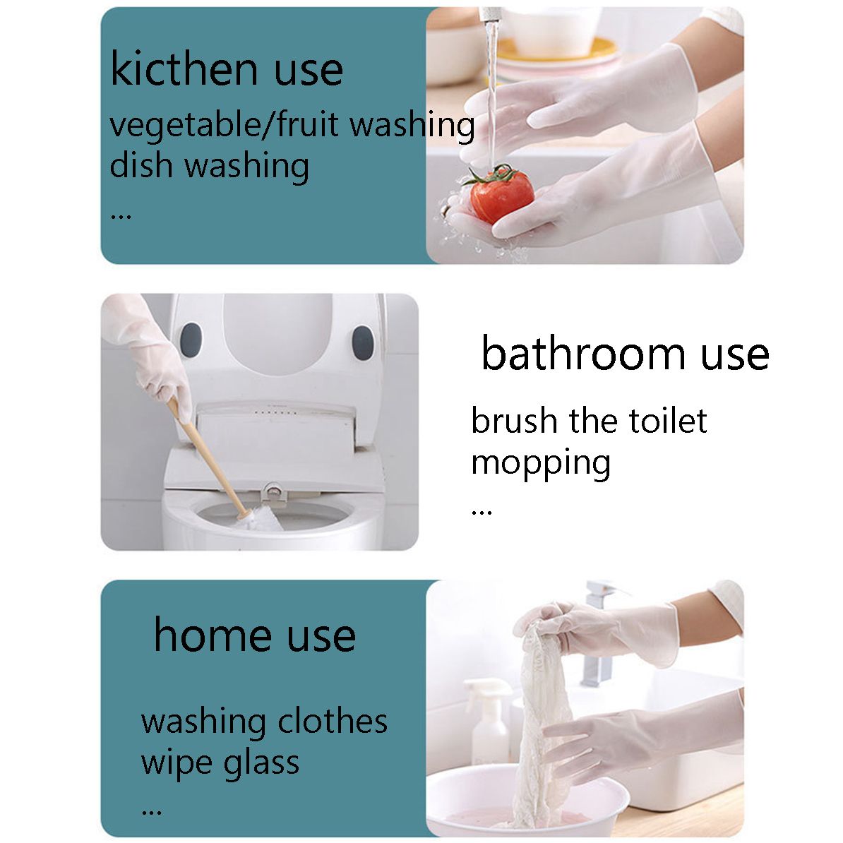 Guantes de limpieza de silicona, manoplas impermeables de goma y látex para lavar platos, utensilios de limpieza de cocina, accesorios de baño, 1 par