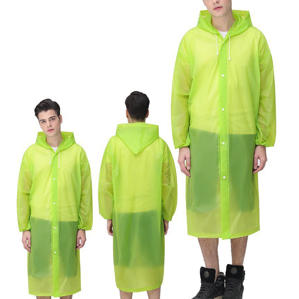 Men's Outdoor Travel Adult Raincoat Thick Transparent EVC Raincoat: Green 