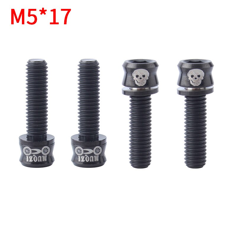 MUQZI Cykel Styr Møtrikker - M5x15/17/19mm Titanium Legering - 4 stk - MTB Racercykel: M5-17mm sorte