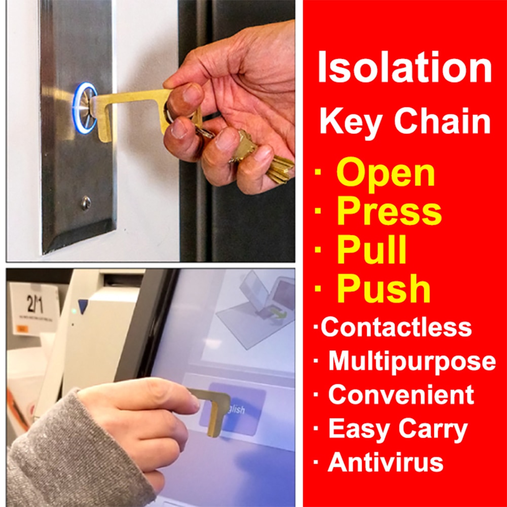 5 stk døråbner hygiejne hånd antimikrobiel legering edc døråbner dørhåndtag nøgle metal bærbar døråbner