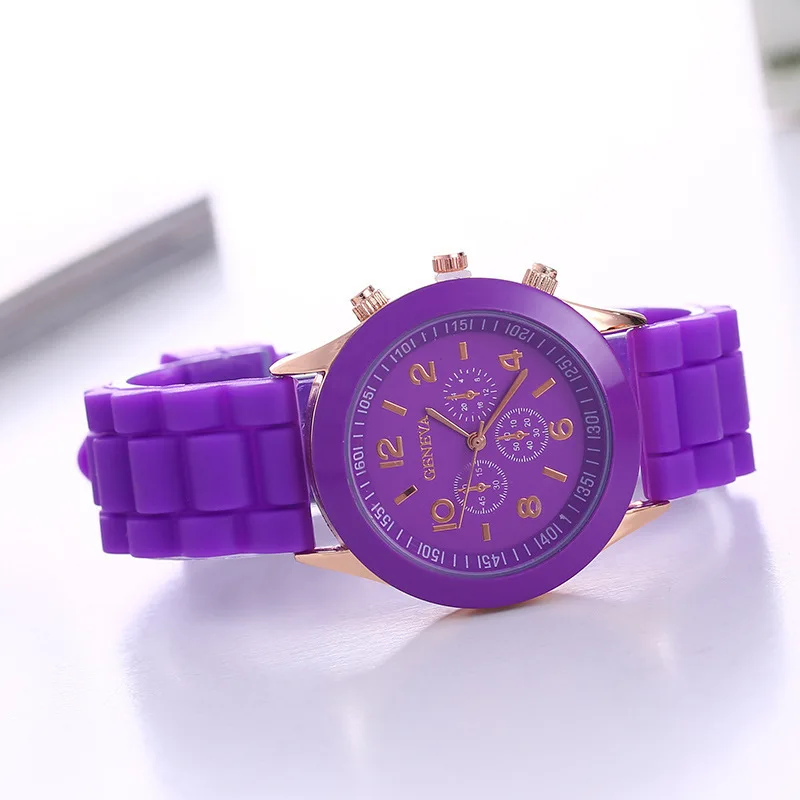 Brand Geneva Ladies Watch Student Silicone Strap Quartz Wristwatch for Women Clock Relogio Feminino: BRONZE