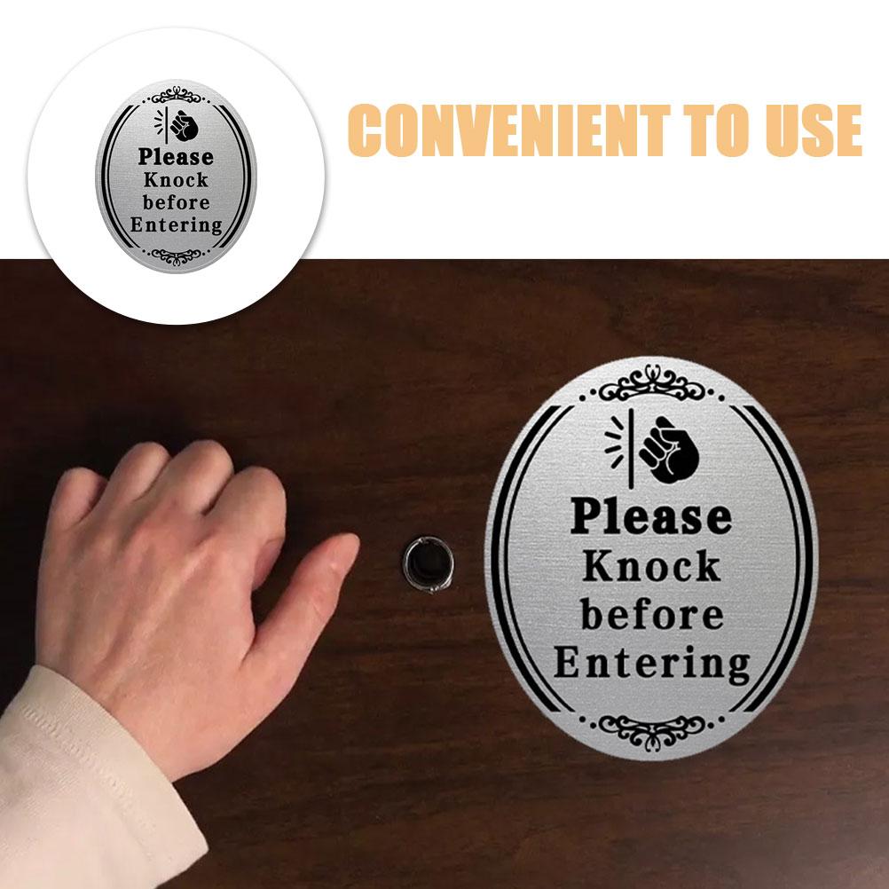 Vennligst bank før du går inn dørskilt klistremerke vanntett sterk selvklebende dekorativ plate for vegger dører vinduer innganger