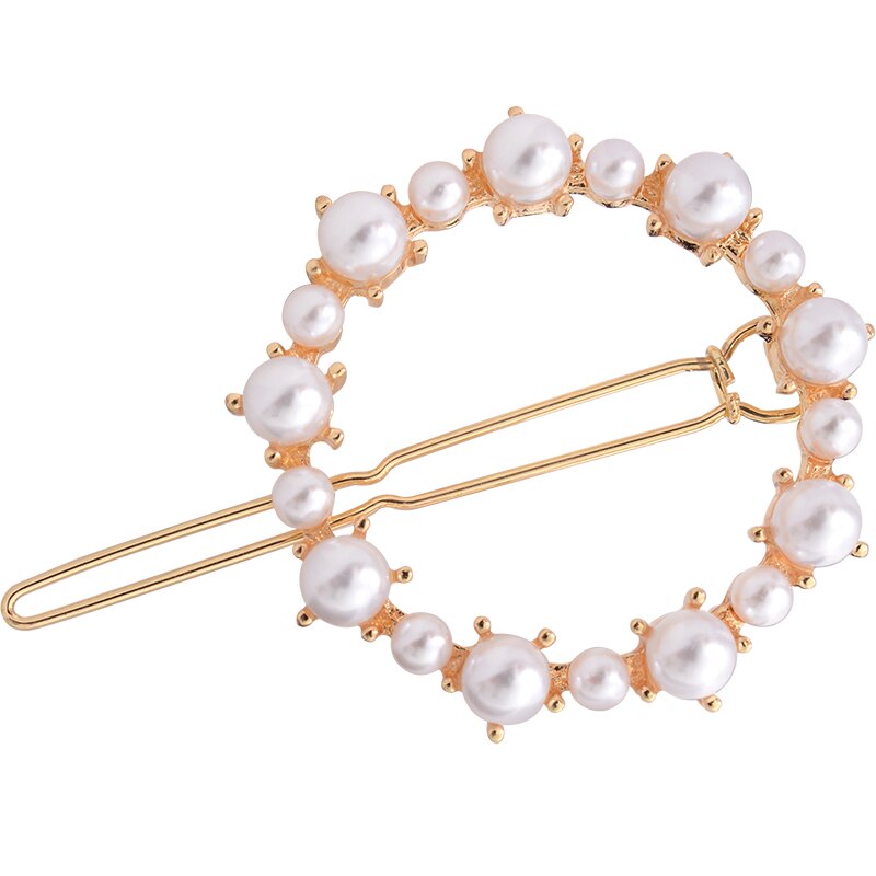 Pinza de pelo con perlas de imitación para mujer, broches de pelo hechos a mano con broche de estrella y corazón, accesorios geométricos para el cabello de Corea, 1 ud.