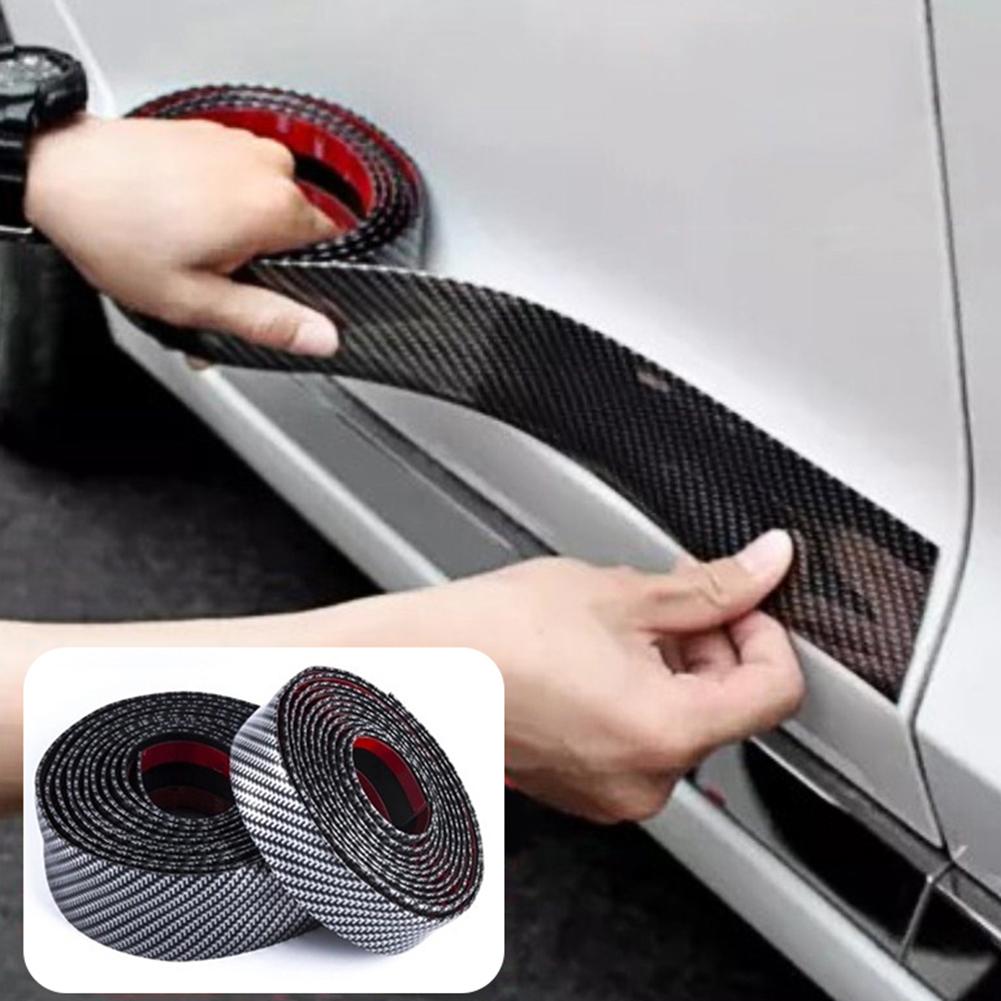 Auto Styling Koolstofvezel Rubber Instaplijsten Protector Trim Strip Decor Sticker