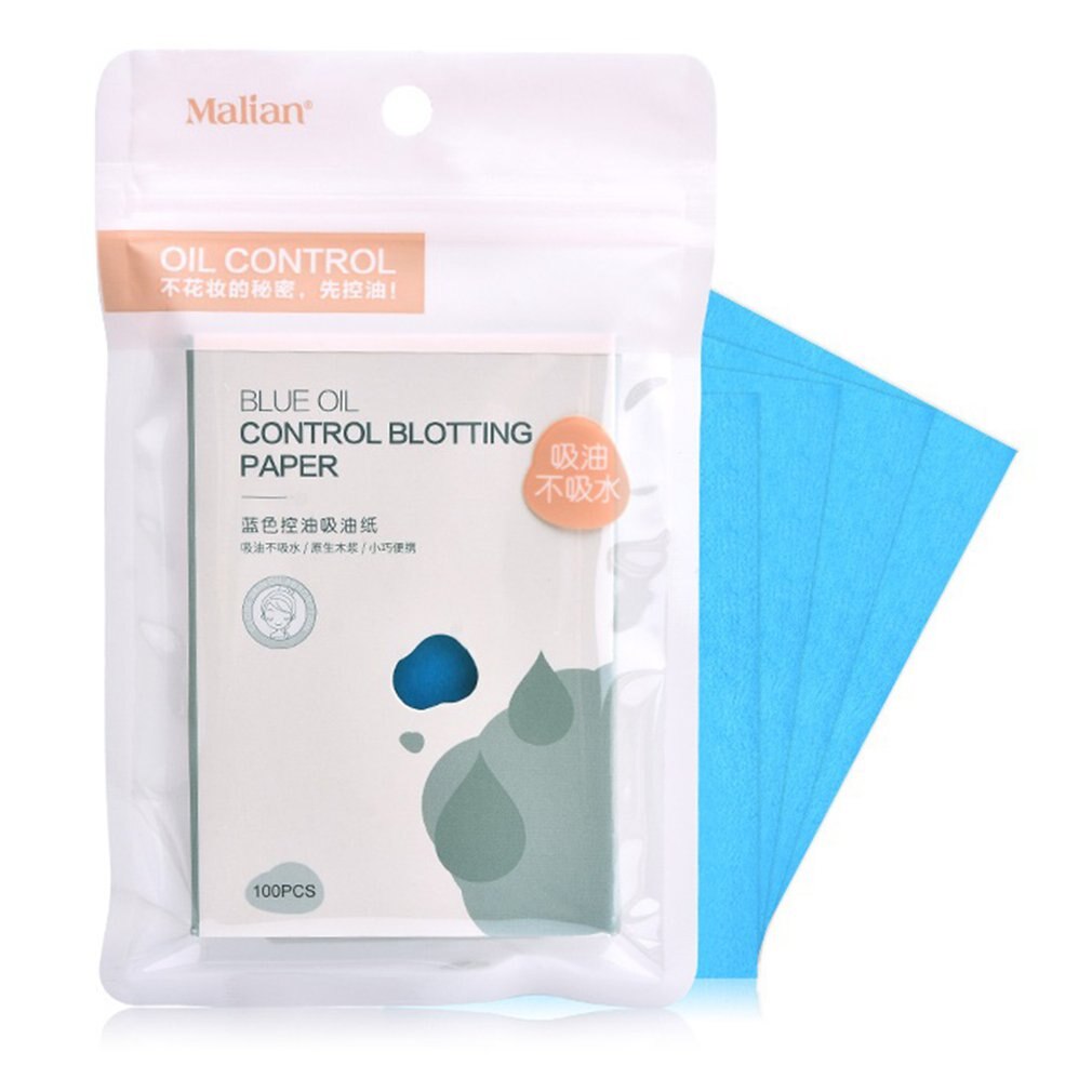100 Pcs Blue Oil Control Oil Absorbing Paper Film Tissue Makeup Blotting Paper Facial Cleaner Facial Beauty Tools