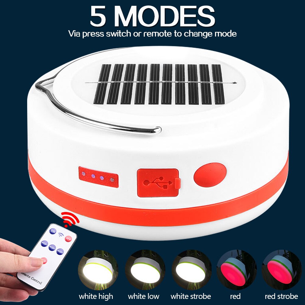 Portable Solar Charge Lantern Rechargeable LED Bulb Lamp Remote Control Emergency Night Market Light for Outdoor Camping