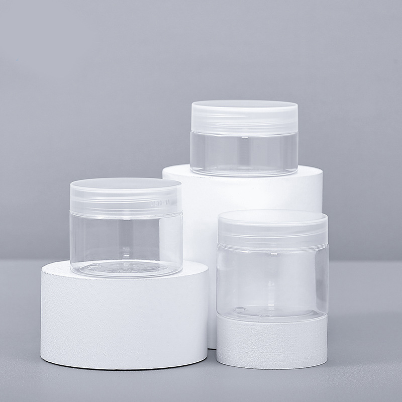 24x Clear PET Plastic Jars 150ml 200ml 250ml 300ml Transparent Empty Cosmetic Mask Cream Wax Packaging Containers Pots with Lids: light yellow / 60ml