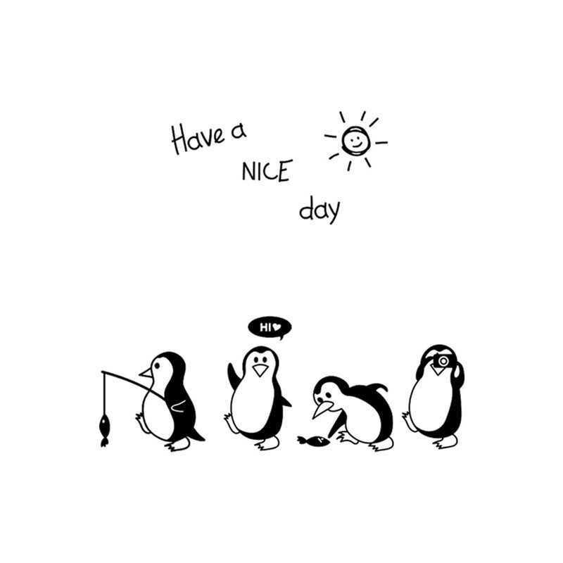 Kakuder Cartoon Muurstickers Voor Kinderen Kamers Hebben Een Mooie Dag Pinguïn Stickers Op De Muur Koelkast Decoratie Muur Decor stickers