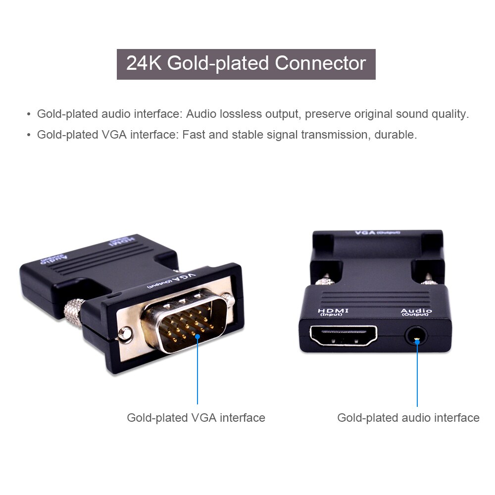 Hdmi Naar Vga Kabel Met Audio Hdmi Female Naar Vga Male Naar Computer Set-Top Box Converter Connector Voor pc Projector Speaker