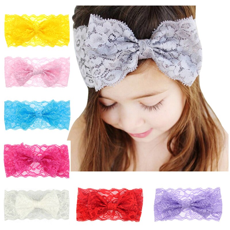 Baby freundlicher Mädchen Stirnband für Kleinkind Art Spitze Bogen Headwear Einfarbig Bands Frühling Sommer Zubehör 0-3 jahre