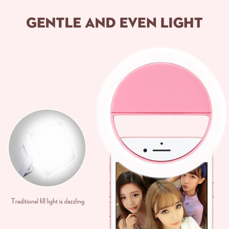 Portable Mini LED Ring Light Phone Flash Selfie Light Clip-on Mobile phone Selfie video light Night Enhancing Up Selfie Lamp