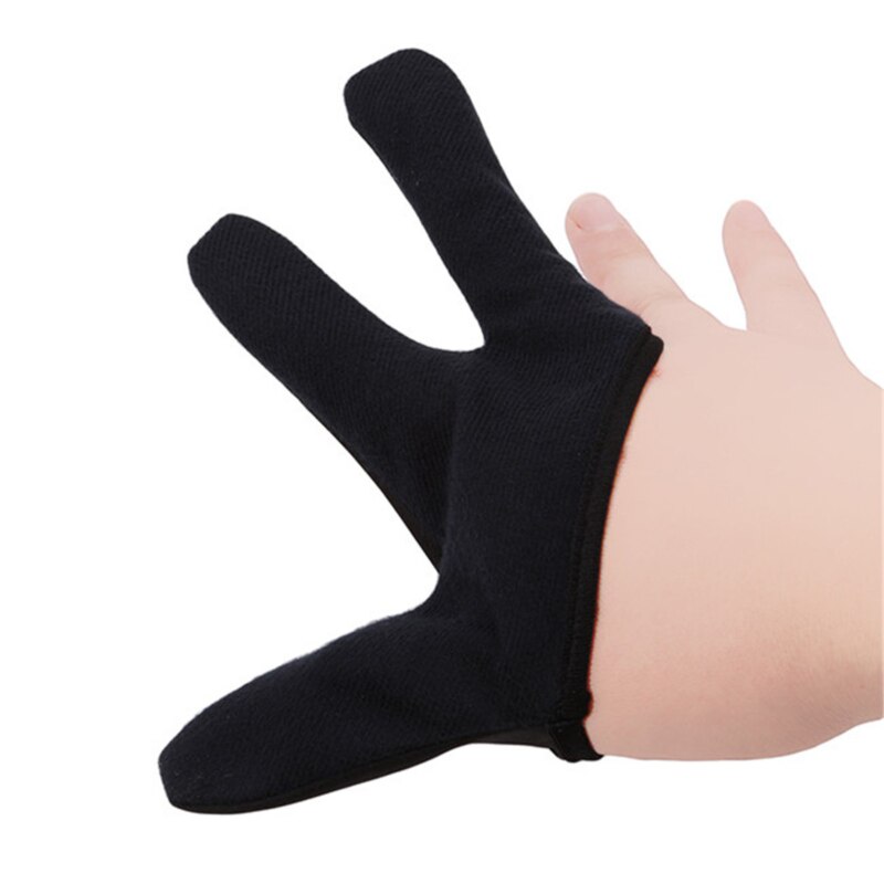 Zwarte Enkele Handschoen Palmless Drie Vinger Handschoen Anti-Brandwonden Afgesneden Warmte Handschoen Haar Krultang Speciale Handschoenen