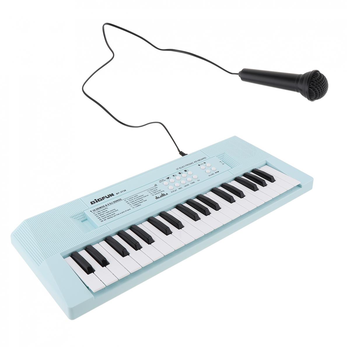 37 nøgler elektronisk tastatur klaver digital musik tastatur tavle mikrofon børn musikalsk oplysning blå pink valgfri: Blå