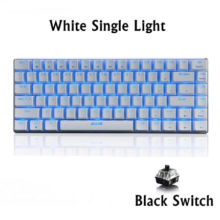 Ajazz AK33 82 clé alliage panneau USB filaire rétro-éclairage mécanique jeu clavier bleu/noir axe avec câble détachable: OPTION 4