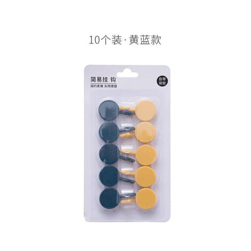 Badkamer Haak 10 Pack Badkamer Nail-Gratis Haak Nordic Stijl Geen Sporen Op De Muren Plakken Kleding Haak magic Sticky Haak: Yellow and Blue