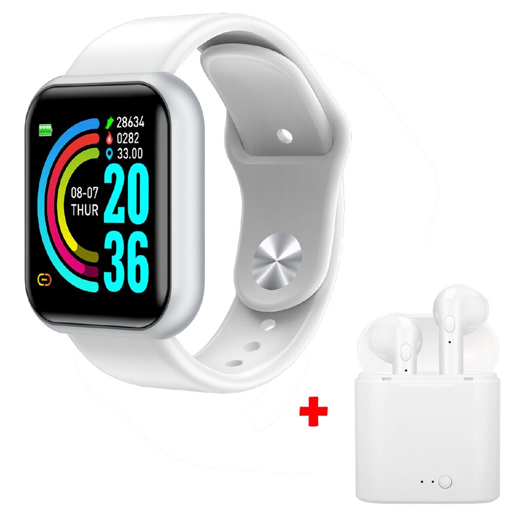 Y68 D20 Smart Watch Pro Bluetooth Blood Pressure Fitness Tracker Watches Heart Rate Monitor Smartwatch For Apple IOS Android: D20 White i7 White