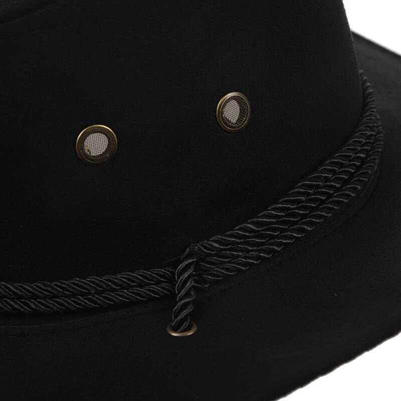 Cowboy Cap Suede Look Wild West Fancy Cowgirl Unisex Hat Black