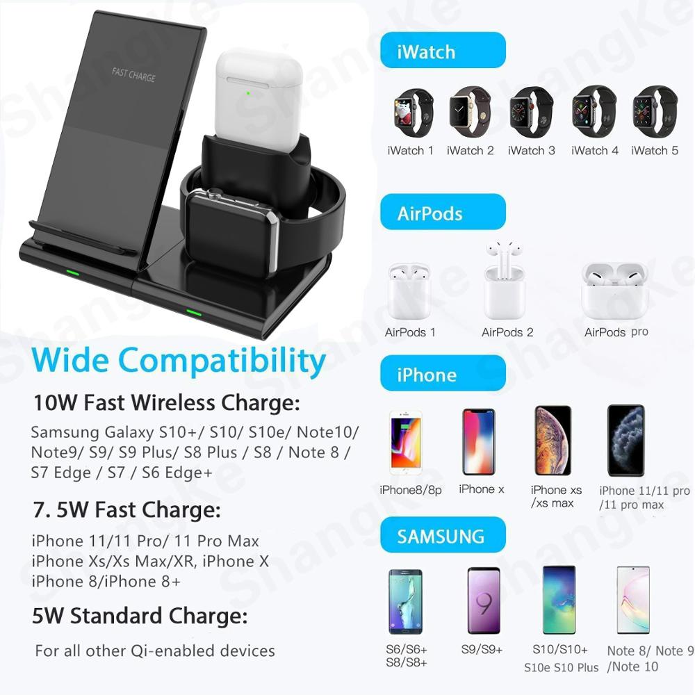 Wireless charger 3-in-1 wireless charging dock for Apple Watch Apple Watch, Airpods, detachable and magnetic charging station