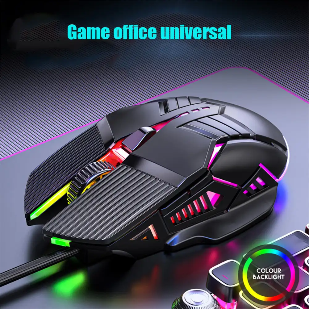 Ergonomisk kablet spillmus usb datamus søle rgb mause gamermus 6- knapps ledet stille mus til pc bærbar pc