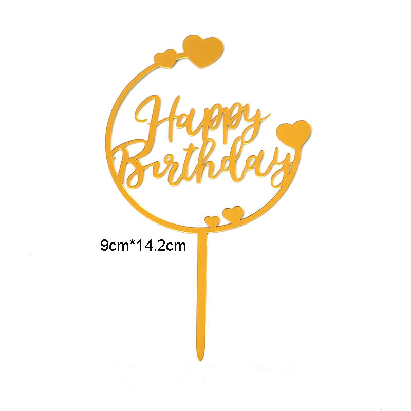 10 Uds. De oro , adorno para tarta de feliz cumpleaños, acrílico dorado y negro, adorno para tarta de de cumpleaños para niños, decoración de postre, para Baby Shower