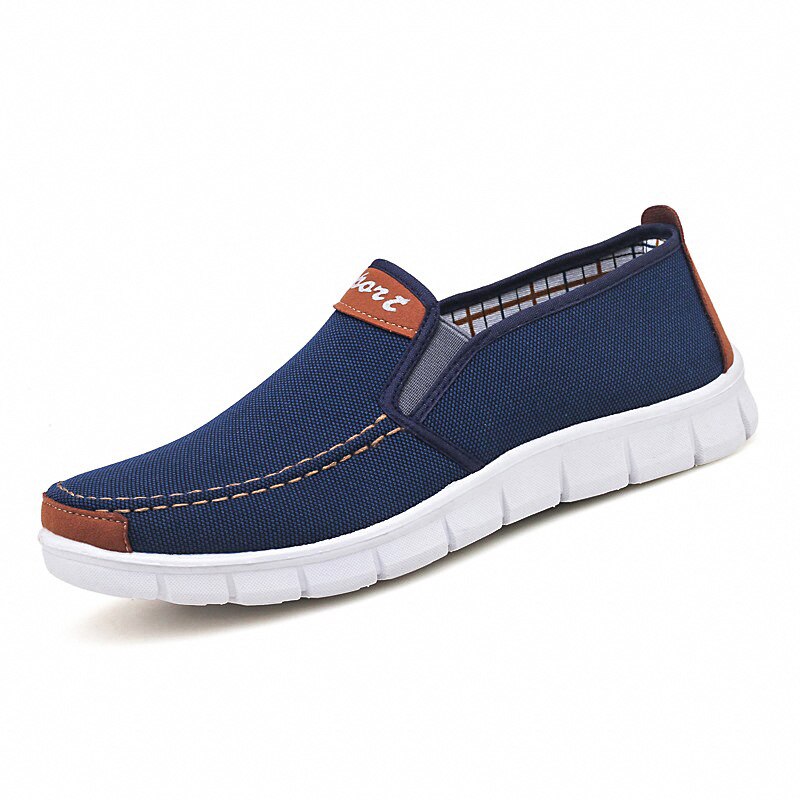 Heren canvas schoenen comfortabele canvas schoenen heren casual schoenen heren platte loafers schoenen heren zwart: Blauw / 6.5