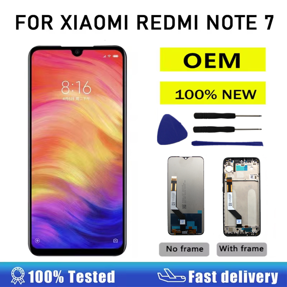 6,3-Zoll-LCD für Xiaomi Redmi Note 7, Display, Touchscreen mit Rahmen, Digitizer-Baugruppe, Ersatz für Redmi Note 7 Pro