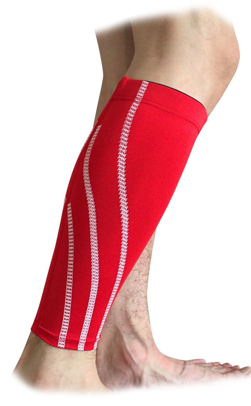 Shin Guards - Compression Calf Sleeve - Running, Football, Cycling - Spandex Lycra: Red / M