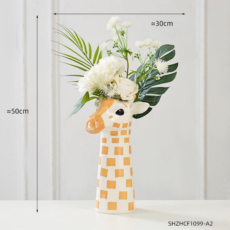 Kreatywna żyrafa ceramiczna doniczka na kwiaty zwierząt rzeźba wazon gospodarstwa domowego nowoczesne dekoracje do domu salon sypialnia dekoracja na biurko prezenty