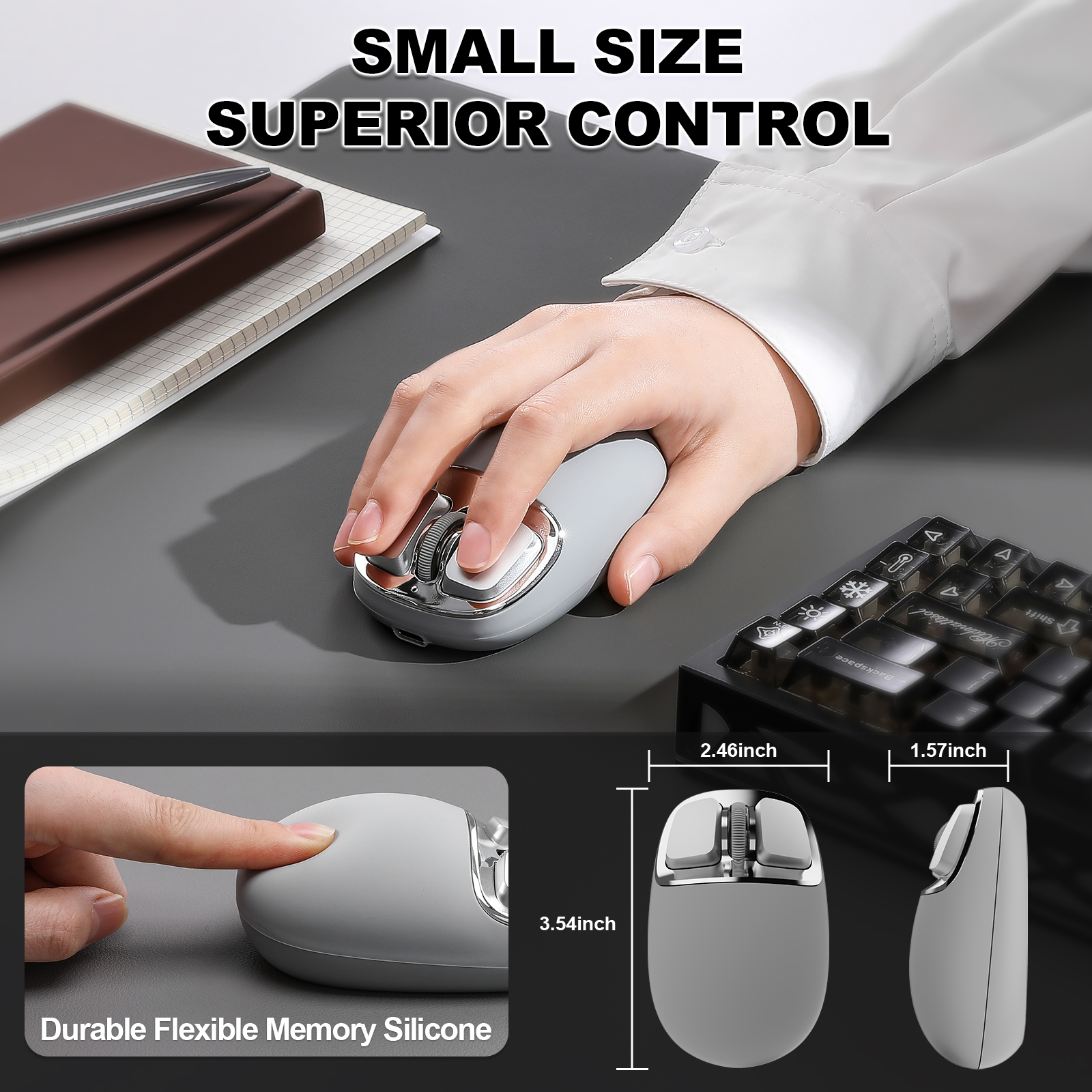 YUNZII C1 Spielen-Maus Tri 2,4G/USB-C/Bluetooth 6 DPI-Stufen Optische Verfolgung-Technologie Silikon Anpassbare Kabellose Maus für sterben Arbeit
