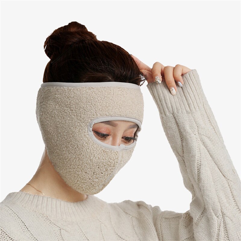 Winter Vlies Sturmhaube Frauen Volle Gesicht Masken Männer Ich bin Freien Motorrad Winddicht Kopf Masken Verdicken Nacken Wärmer Radfahren Maske: M-Beige