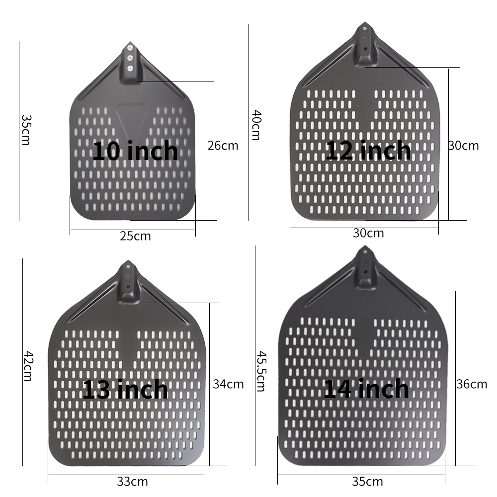 10 12 13 14 16 tommers stor pizzaspade med perforert spade, kort håndtak til ovn, snuing, skrell, kjøkkenverktøy, nonstick pizzabaking