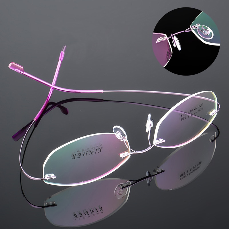 Rimless Glasses Ultralight Eyeglasses Frames Memory Titanium Rimlessnearsighted glasses Women Presbyopic Eyeglasse Brand