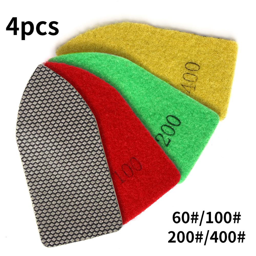 120*55Mm Diamant De Hand Polijsten Pads Electroplated Polijsten Pads Set Van 4 Hand Schuren Backer Voor Glazen Tegel graniet