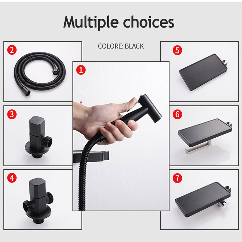 Ecofresh Handheld Toilet bidet sprayer set Kit Stainless Steel Hand Bidet faucet for Bathroom hand sprayer paper roll holder