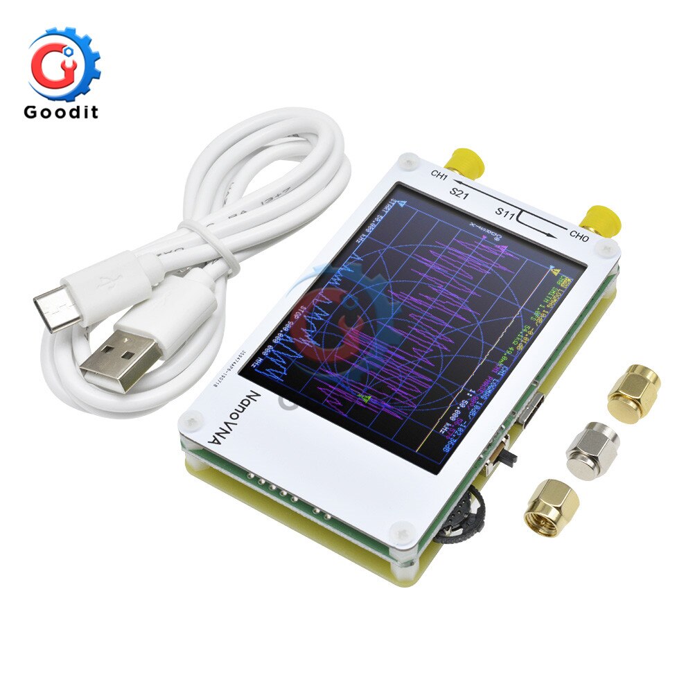 2.8 inch LCD Display NanoVNA Nano VNA Vector Network Analyzer Antenna Analyzer Standing Wave MF HF VHF UHF Genius 50KHz-300MHz: White