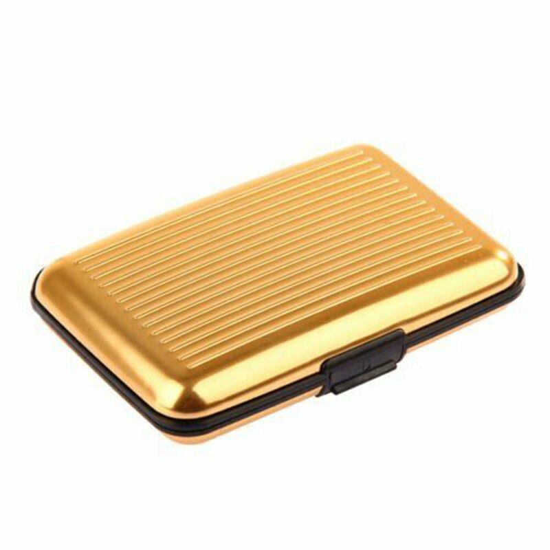 Waterdichte Zaken Id Credit Card Wallet Holder Metal Pocket Case Box: Gold-Lines