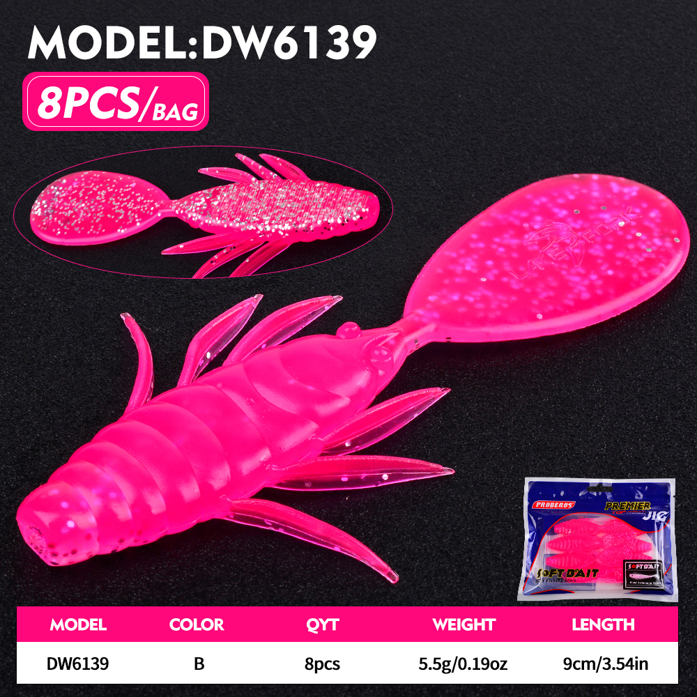 Isca Artificial de Silicone Proberos com Corpo de Peixe e Cauda Plana, 8 Peças/Pacote, Isca de Natação Oscilante de 9CM para Pesca de Esturjão em Água Salgada: Amarelo