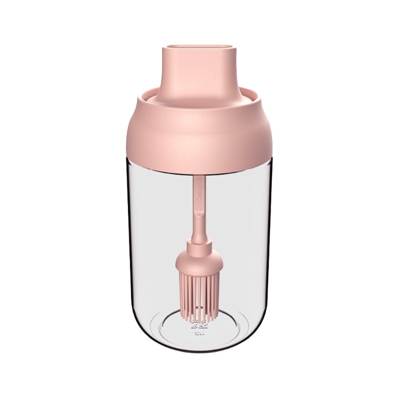 250ml High Borosilicate Glass Spice Jar Seasoning Condiment Salt Pepper Storage with Spoon Honey Stick Brush Lid Kitchen: Pink-B