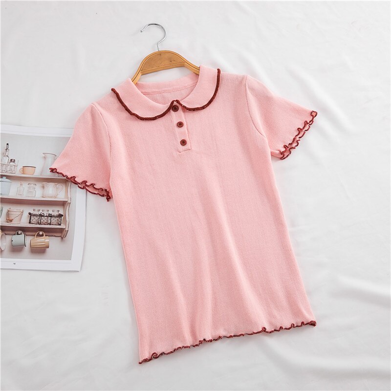 Women's Short-sleeved Wooden Ear Vest