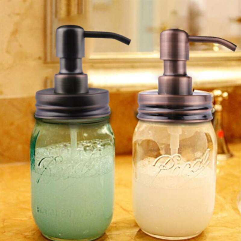 Mason Jar-dispensador de jabón y loción, tapas de botellas de acero inoxidable antioxidante