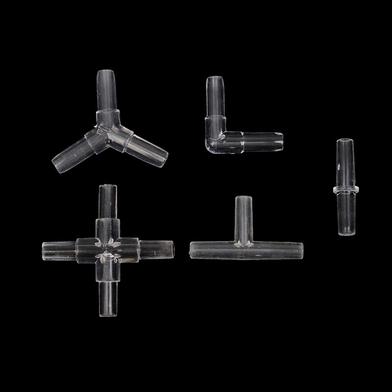 10pcs/lot 4mm Clear Plastic Elbow Tube Connector Valve Transparant Airline Air Tubing Aquarium Accessories