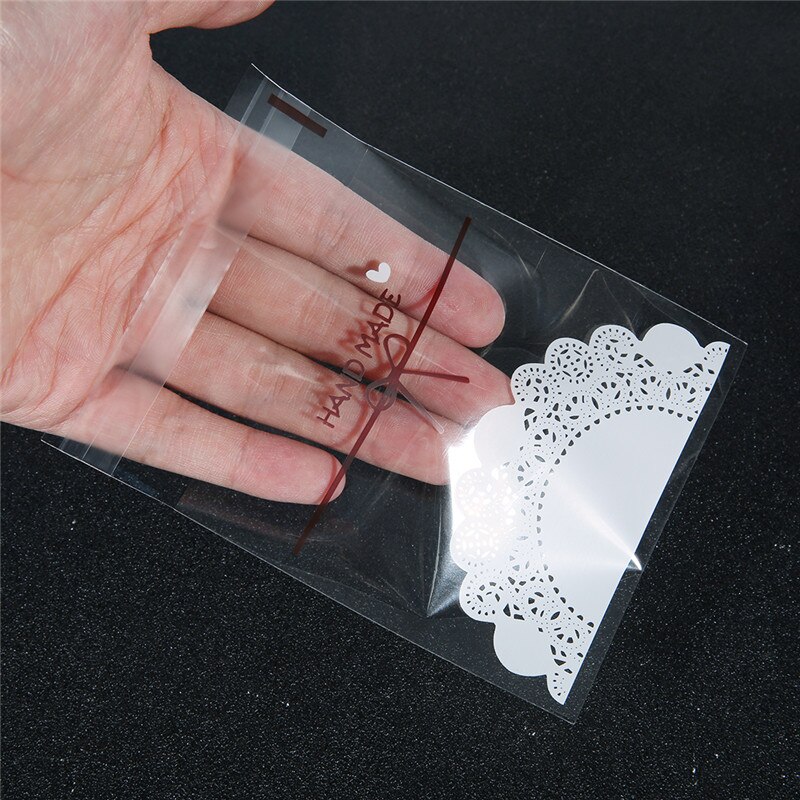 100pcs Clear Self Seal Adhesive Poly Bags 7x7 10x10 12x16 15x18 16x20cm Transparent Lace Bow Plastic Opp Jewelry Package Bag