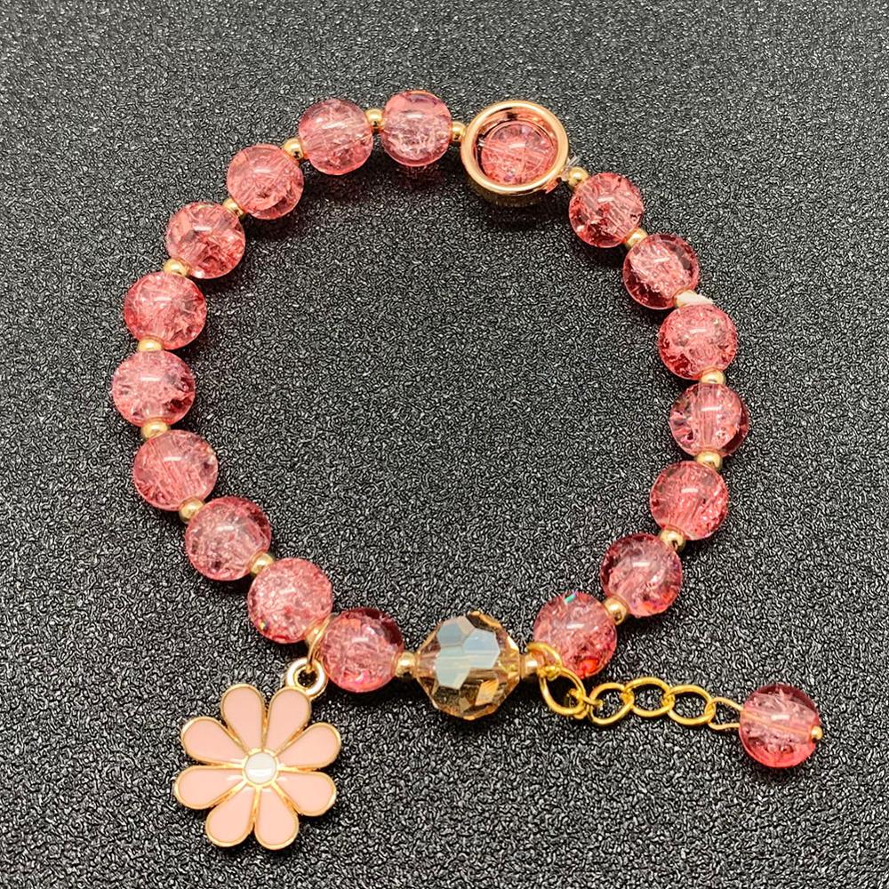 Bohemian Handmade Blume Form Lange Quaste Glas Armband Seld Baumeln Sets Frauen Multi Farbe Armbänder Schmuck Weihnachten: Rose Red Flower A