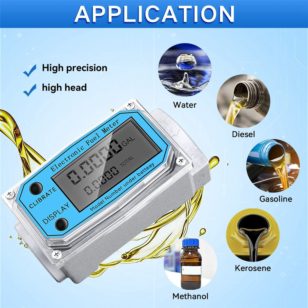 Digitale turbine wasser durchfluss messer digitale lcd anzeige mit npt zähler und fnpt gewinde gas öl kraftstoff durchfluss messer (1 zoll)