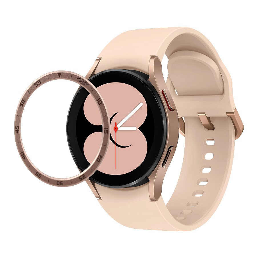 Galaxy watch4 time circle For Samsung watch 4 40mm 44mm speed lap Case Protection Metal Frame Protector Shell Bumper scale ring: Rose gold Time / Galaxy Watch4 40mm