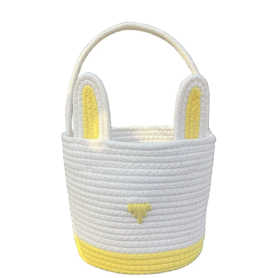 Påskeharekurv for barn, gutter og jenter, påskeegg-jaktkurv, gjenbrukbar bomullssnorkurv med kaninører, babyshower: Brun